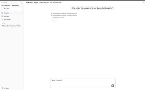 Ask questions across the full case file. The system searches the way a junior associate works through a case.