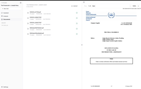 All case documents in one place — classified, indexed and searchable from the start.
